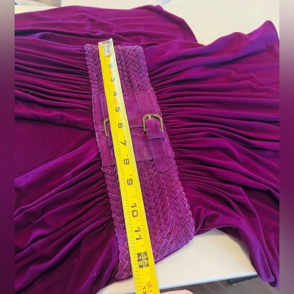 New Beautiful Sky plum Purple Blouse with Belted Waist - Picture 3 of 8